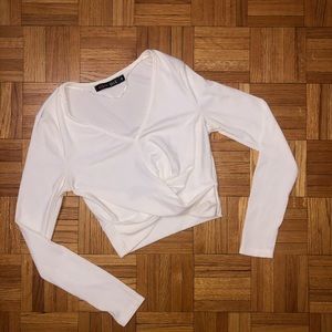 Long sleeve white crop top